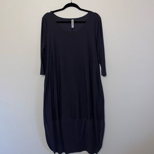 ZENANA PREMIUM GRAY SOFT KNIT STRETCHY MIDI DRESS SIZE L